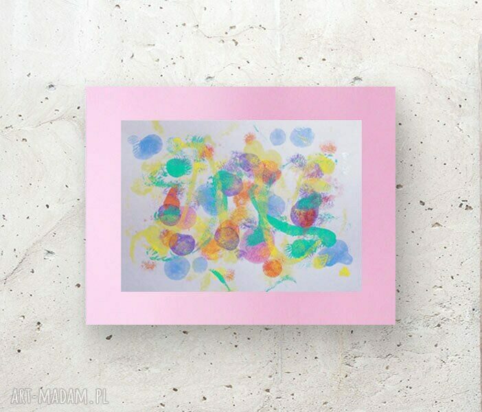 Pastelowa abstrakcja boho loft - ręcznie malowana grafika 30x40 cm