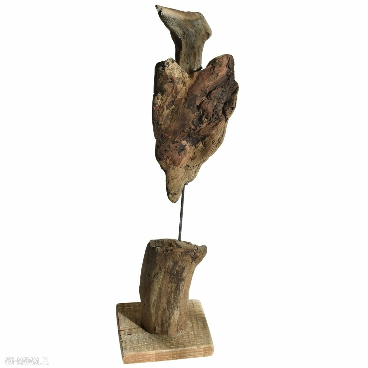 Rzeźba dekoracja ze starego drewna - abstrakcyjna postać w stylu wabi-sabi