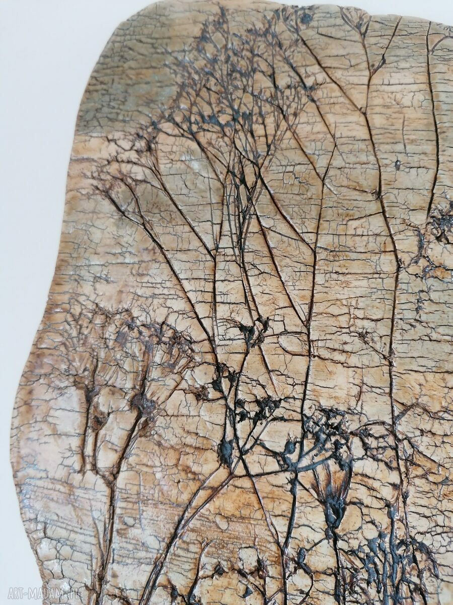 Dekoracja na ścianę "Poranna Łąka" - obraz z gliny szamotowej, ceramika handmade