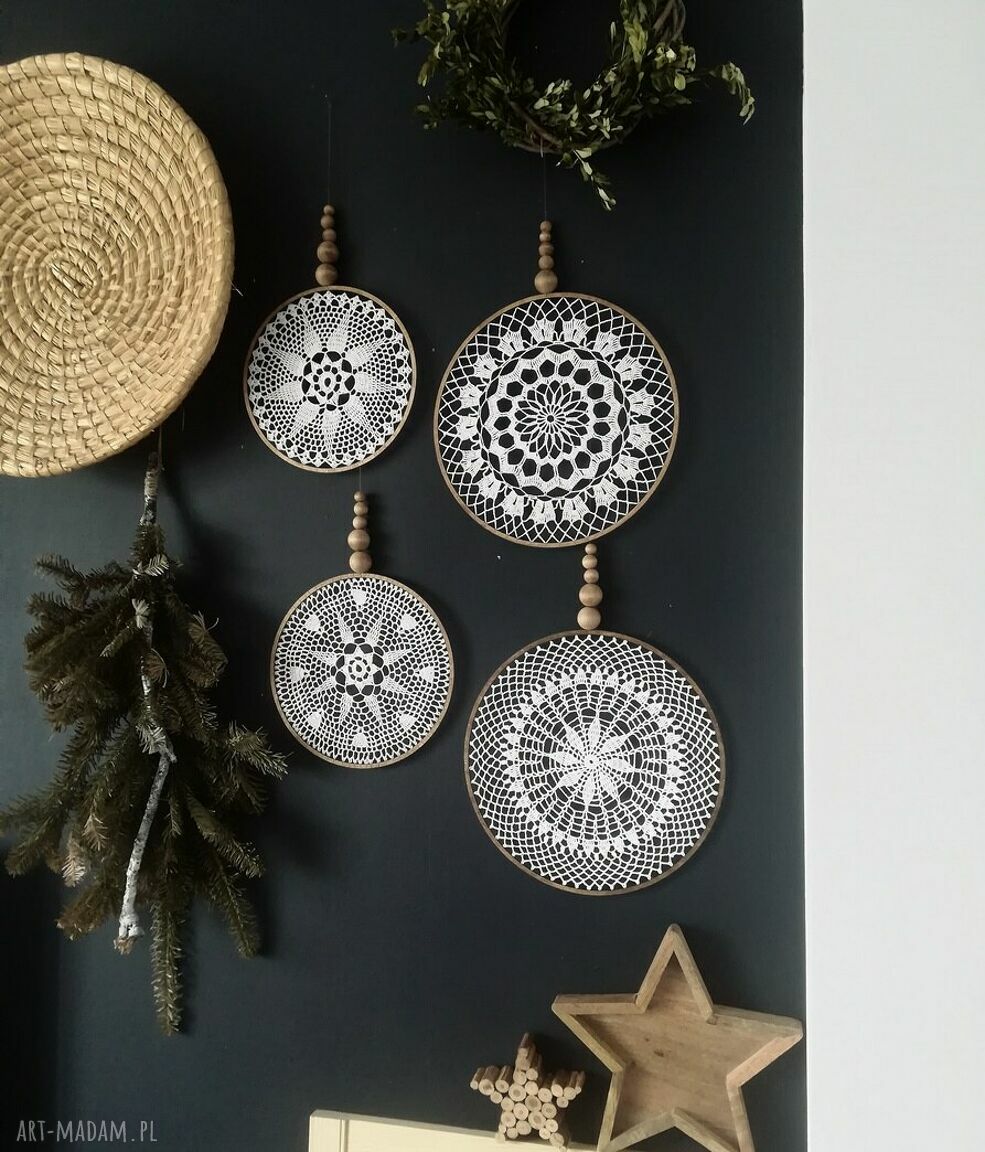 Zestaw 4 łapaczy snów handmade dekoracja do pokoju