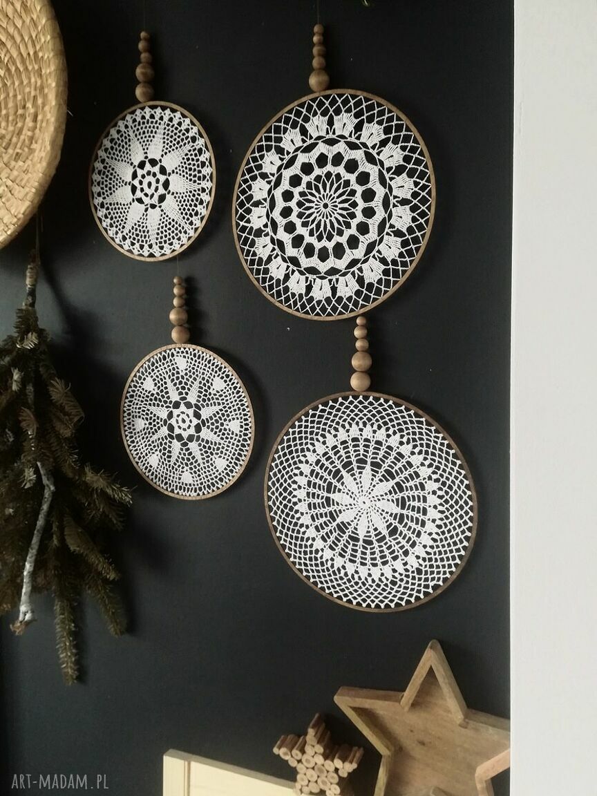 Zestaw 4 łapaczy snów handmade dekoracja do pokoju