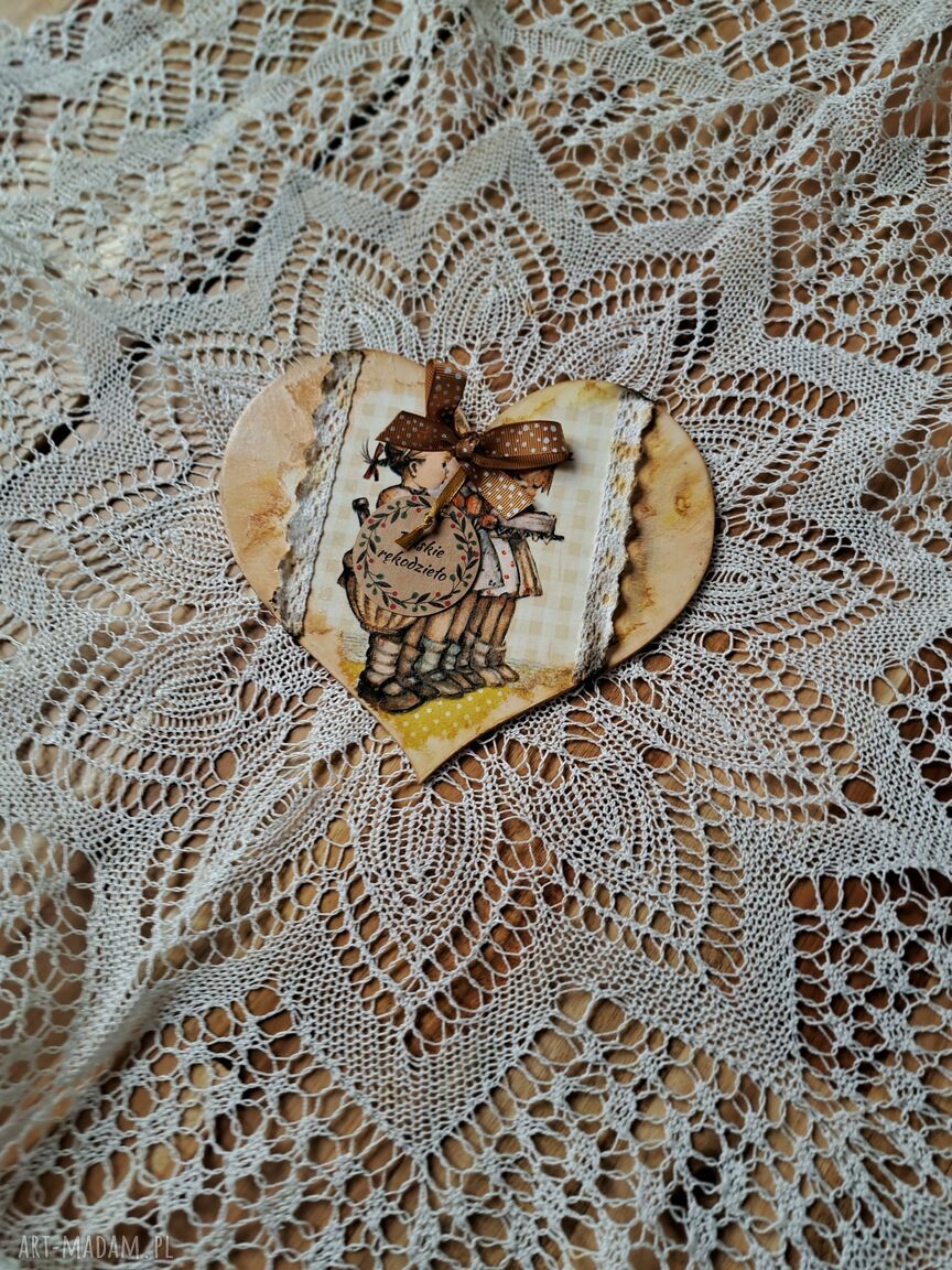 Dekoracja Serce na prezent dla Niej - decoupage (ręcznie robiona)