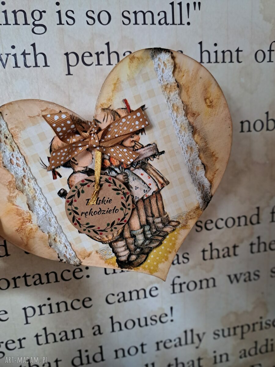 Dekoracja Serce na prezent dla Niej - decoupage (ręcznie robiona)