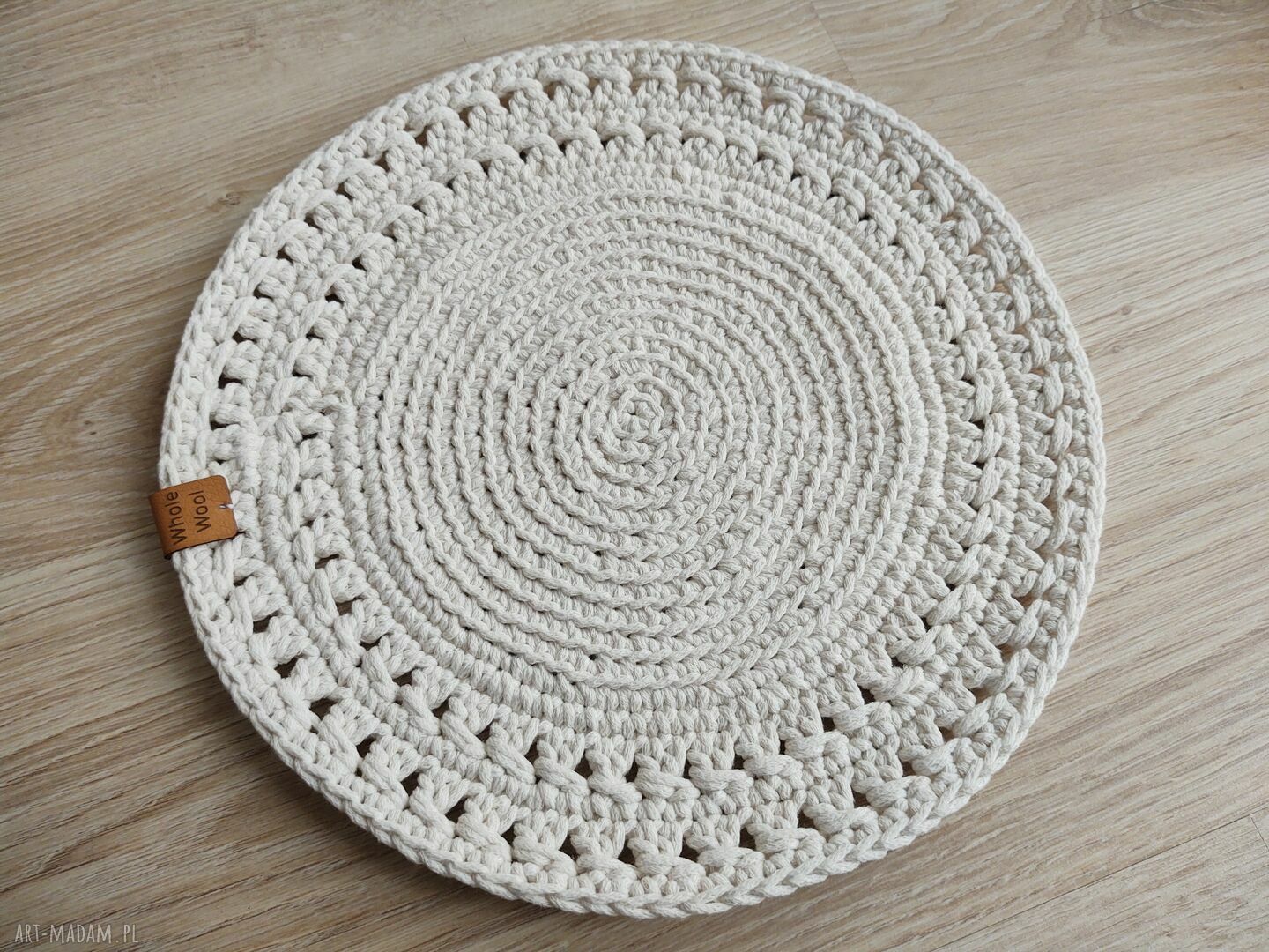 Zestaw 4 podkładek ze sznurka bawełnianego 29 cm, ecru szydełko