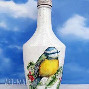 ptaki sikorka 2 dekoracyjna butelka z kolekcji vögel im - prezent świąteczny