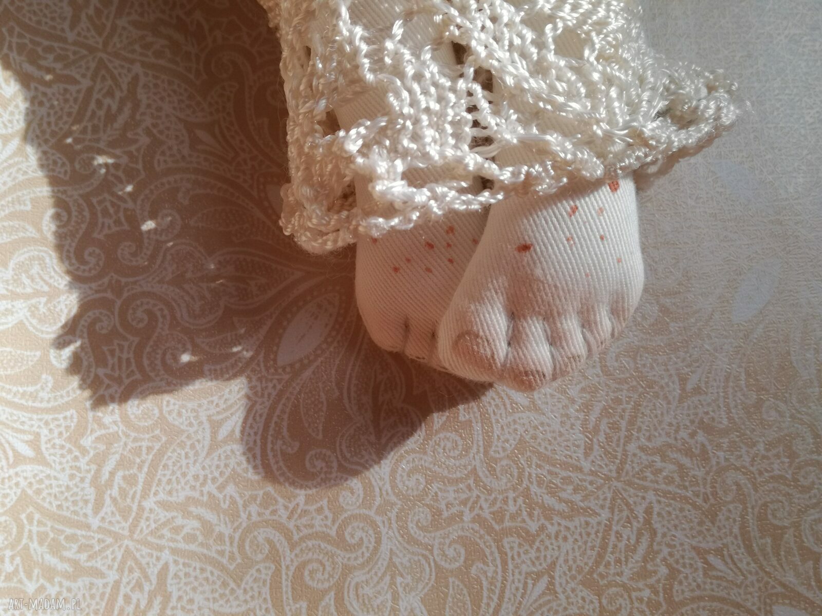 Dekoracja tekstylna Aniołek Ola - ręcznie szyta zawieszka 25 cm