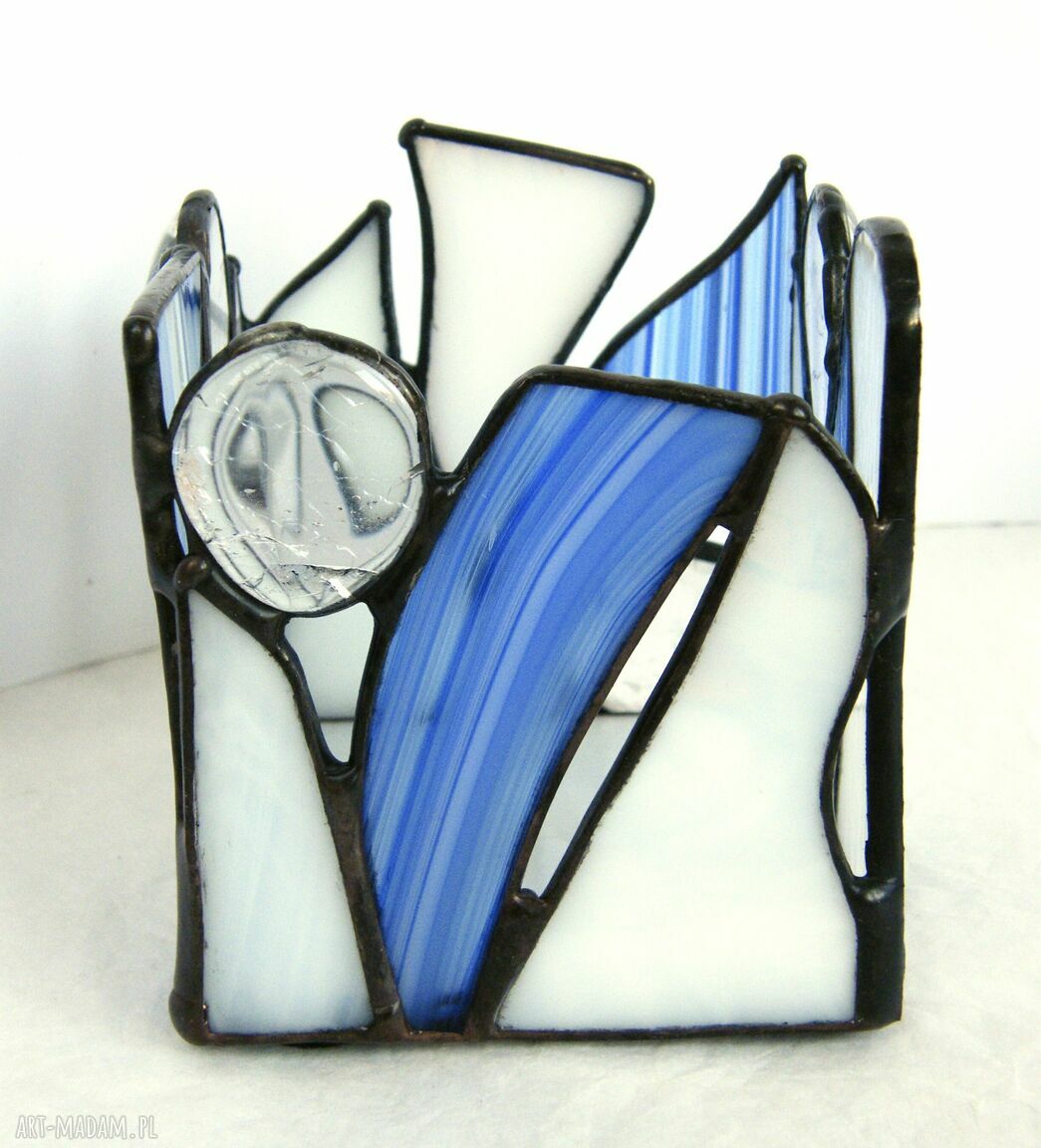 Świecznik lampion z kryształem górskim dekoracja witrażowa Tiffany (tealight)