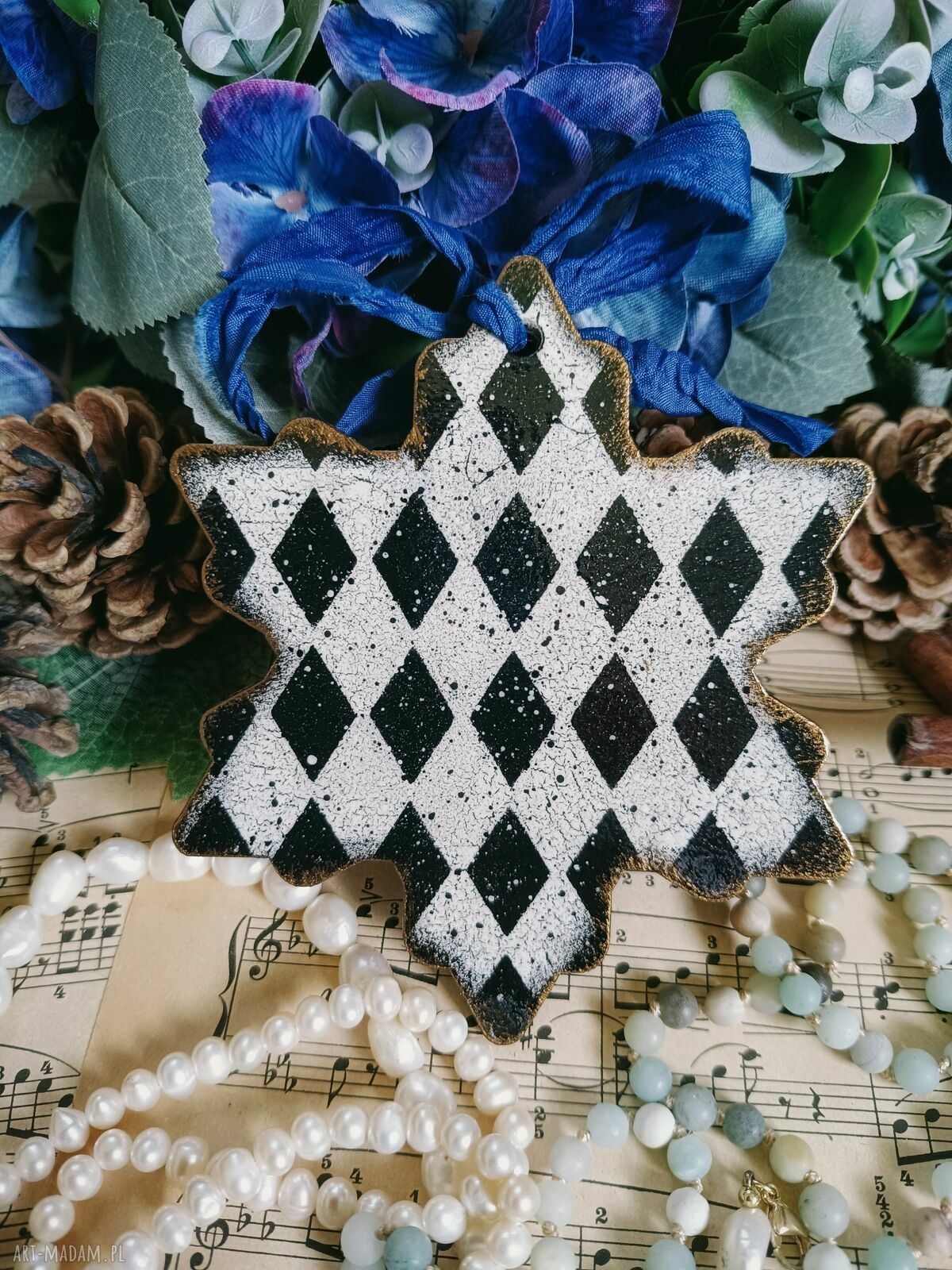 Ręcznie wykonana zawieszka decoupage w stylu vintage