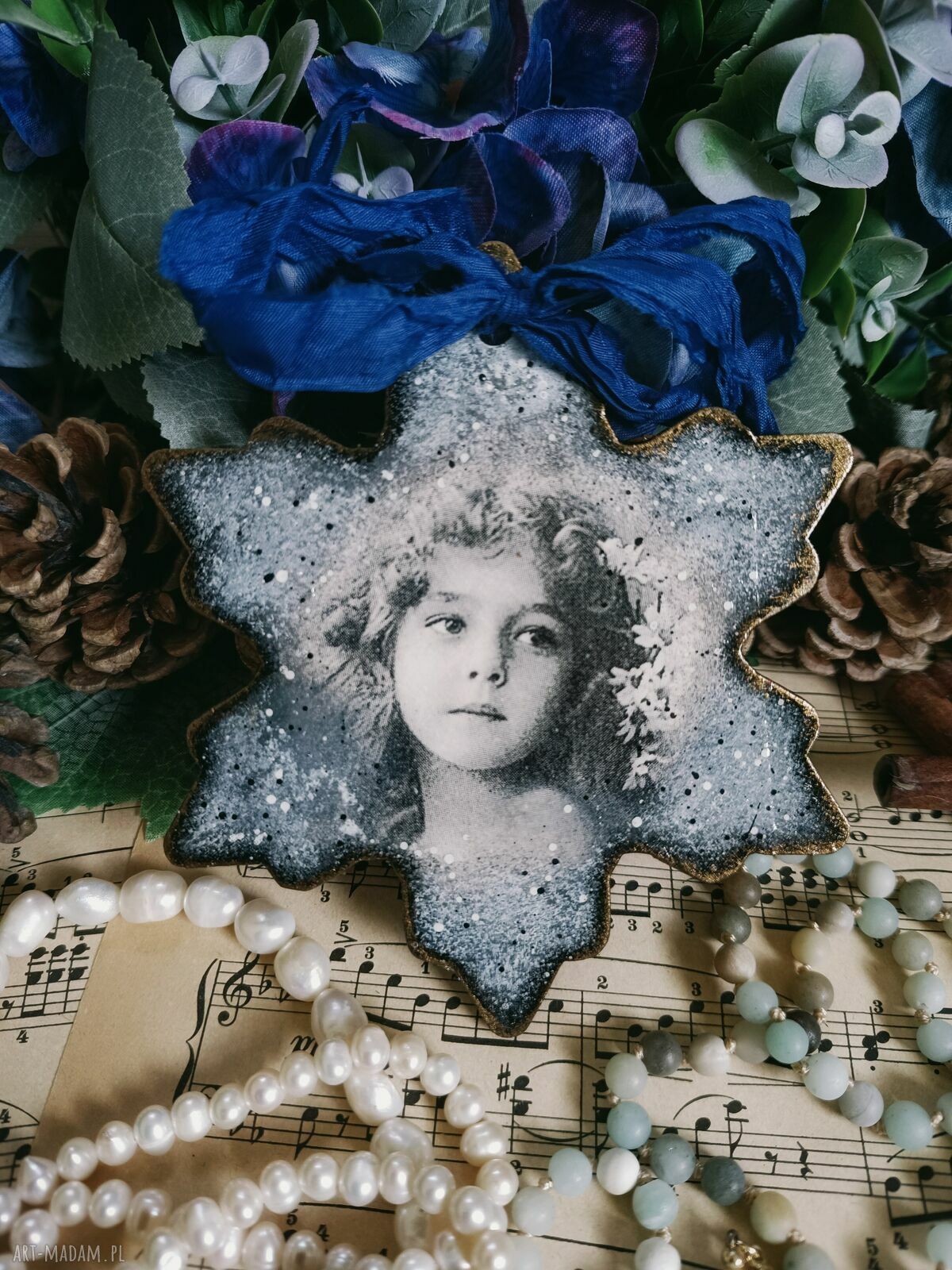 Ręcznie wykonana zawieszka dekoracyjna vintage w stylu shabby chic