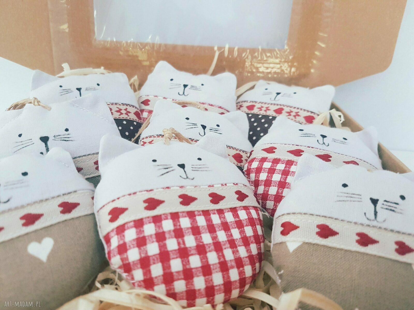 pomysł na upominek: zestaw kocich bombek 9 sztuk komplet Handmade