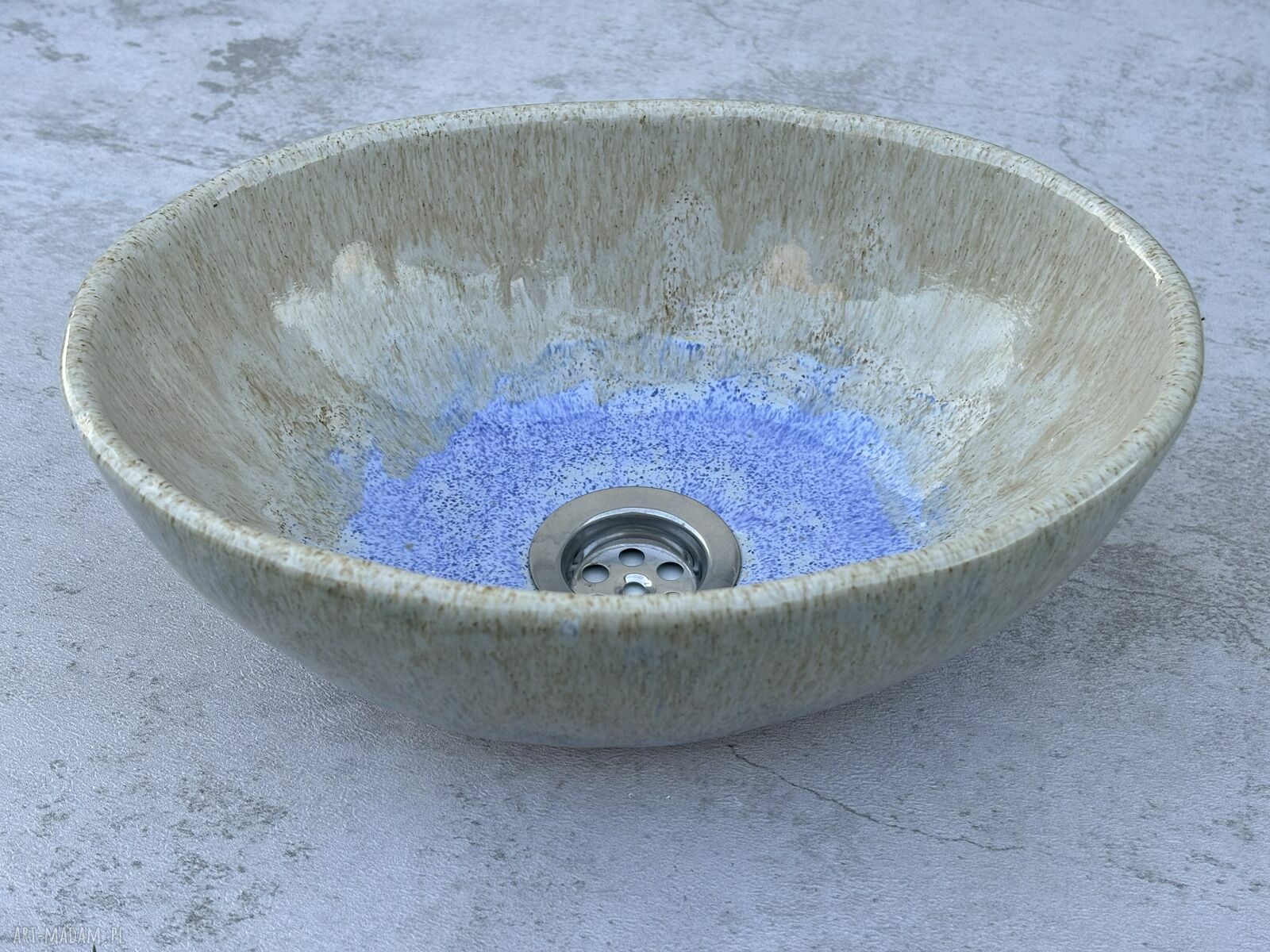 Dekoracyjna owalna umywalka ceramiczna - handmade z gliny