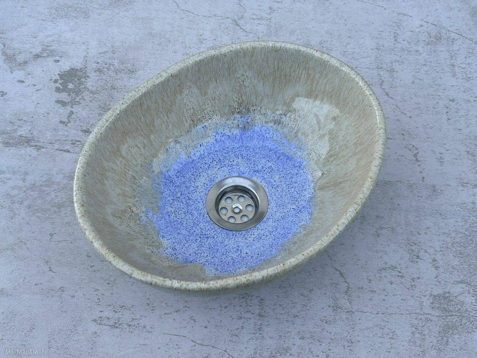 Dekoracyjna owalna umywalka ceramiczna - handmade z gliny