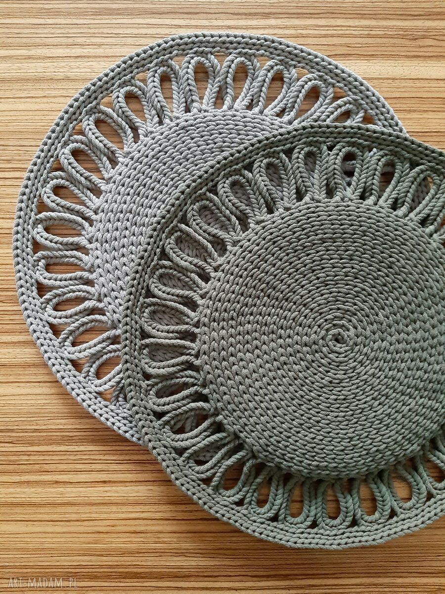 Dekoracyjna podkładka - serwetka z bawełnianego sznurka 46 cm (ciemnooliwkowa)