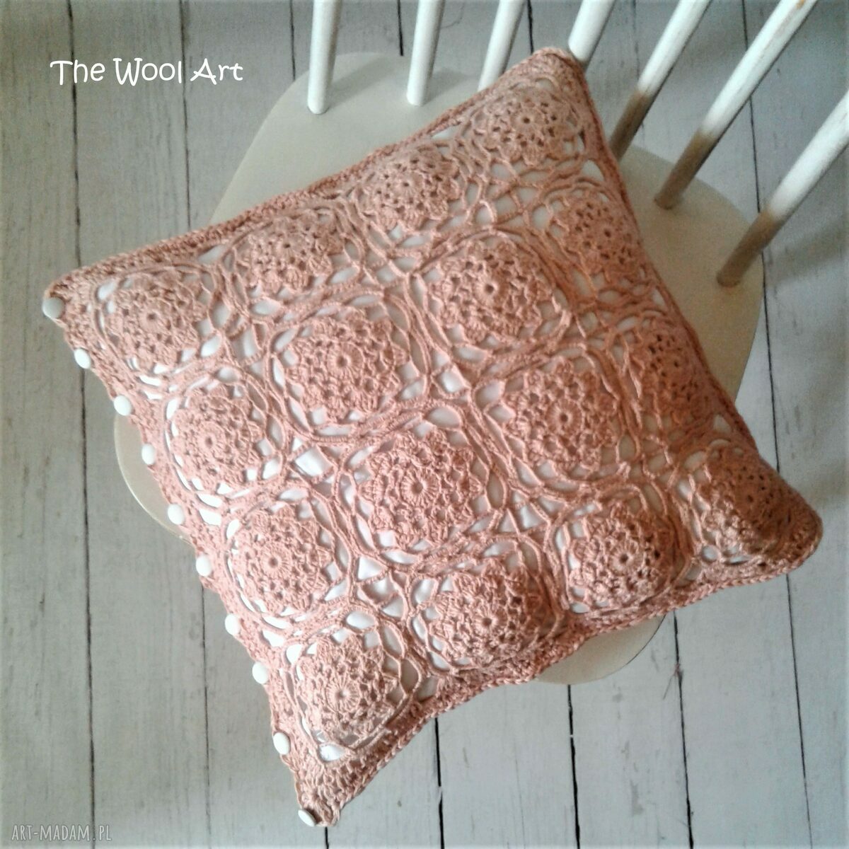 poduszki: dekoracyjna szydełkowa poszewka Ręcznie zrobione