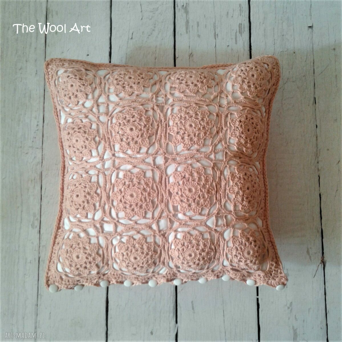 poduszki: dekoracyjna szydełkowa poszewka Ręcznie zrobione