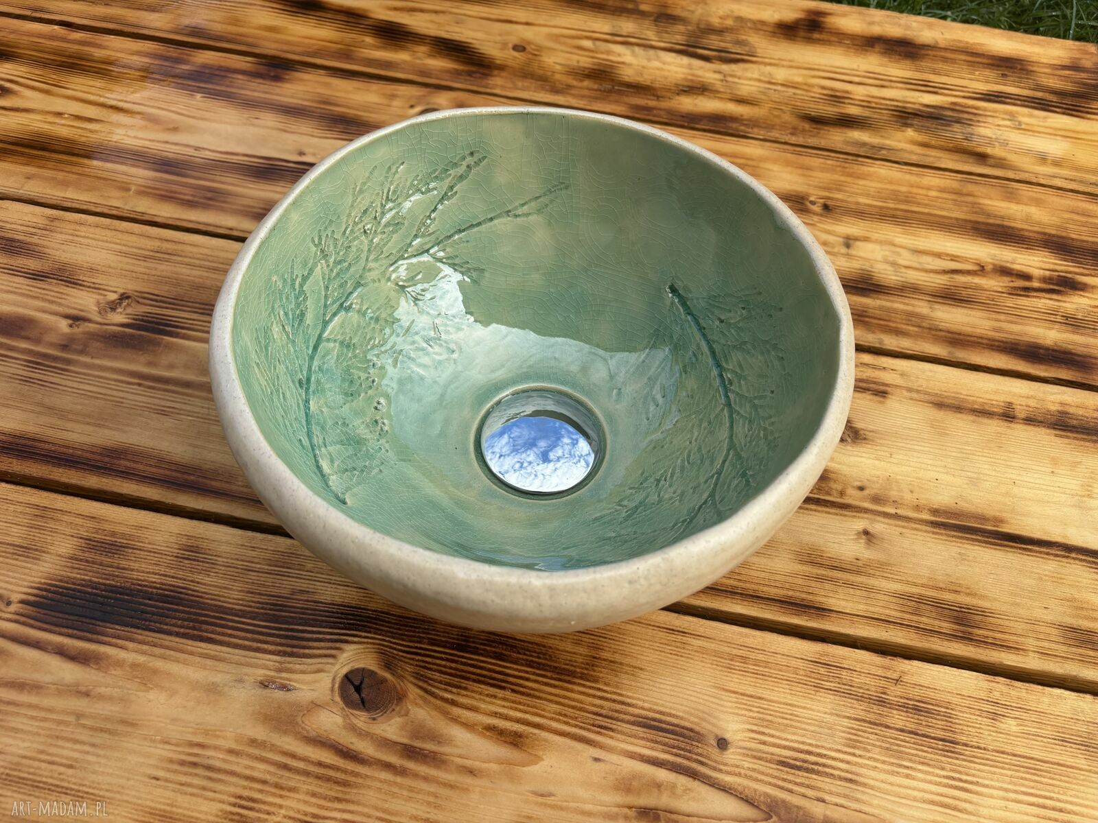 Dekoracyjna umywalka ceramiczna Zielony Cyprys