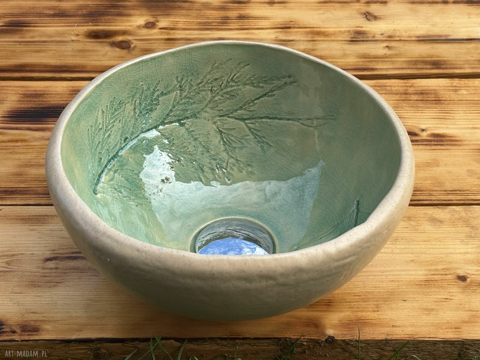 Dekoracyjna umywalka ceramiczna Zielony Cyprys