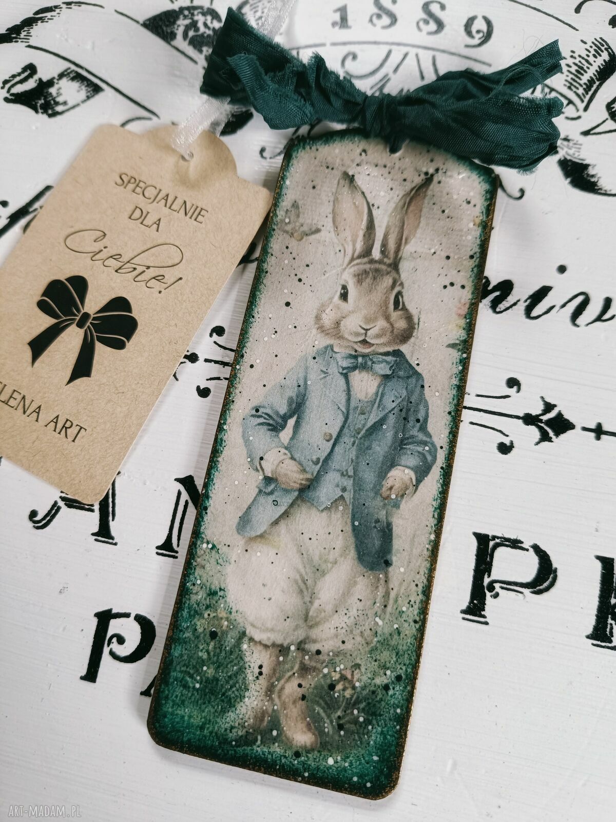 Dekoracyjna zawieszka z zajączkiem w stylu shabby chic