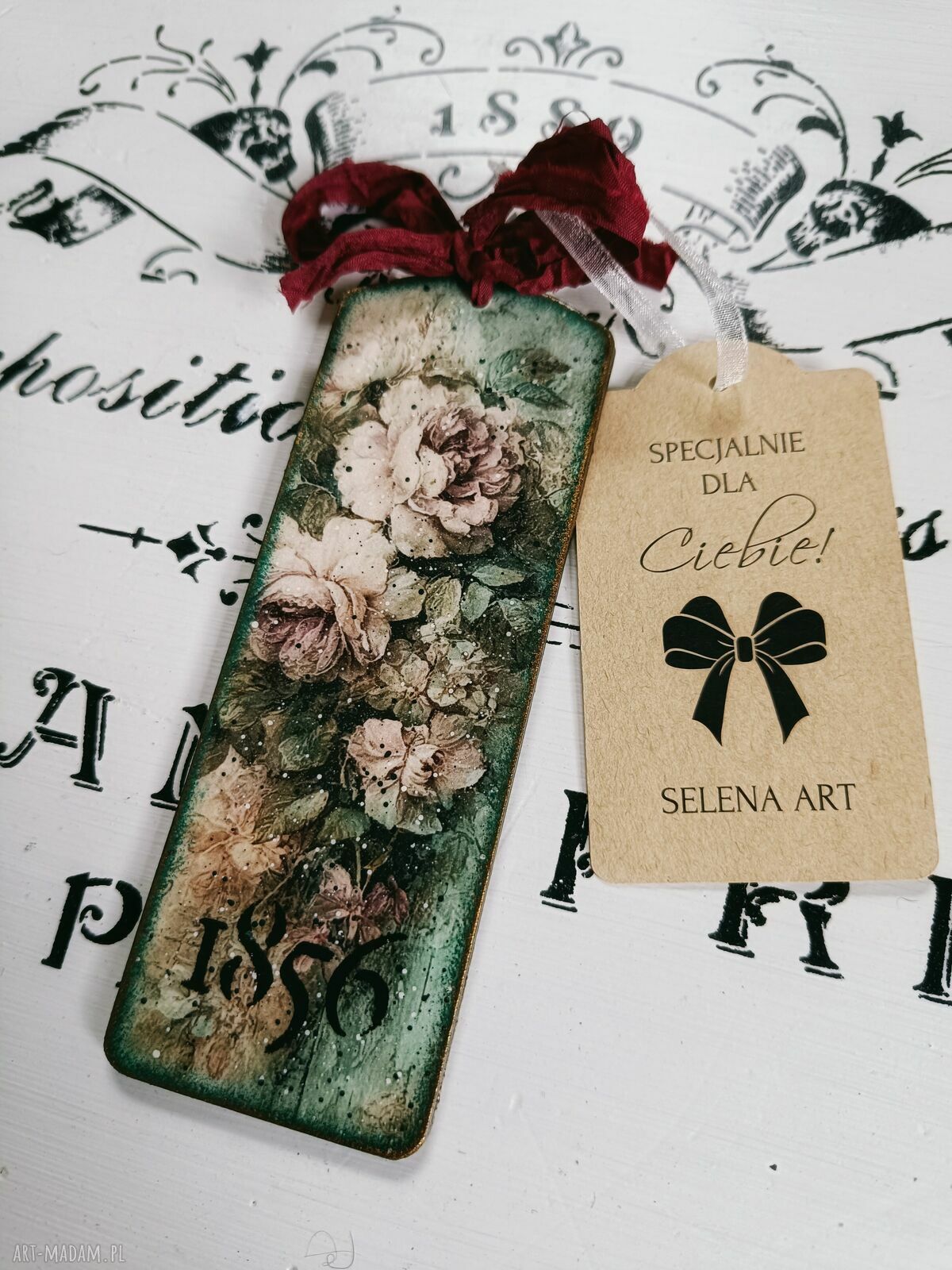 Zawieszka dekoracyjna z kwiatami w stylu shabby chic