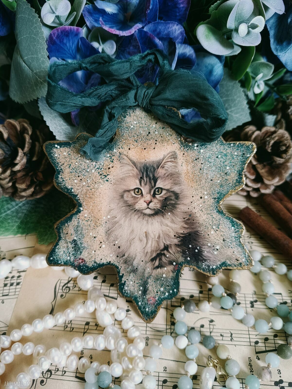 Dekoracyjna zawieszka Magiczne Kotki w stylu vintage