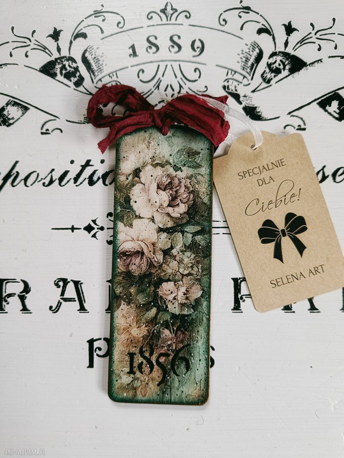 Zawieszka dekoracyjna z kwiatami w stylu shabby chic