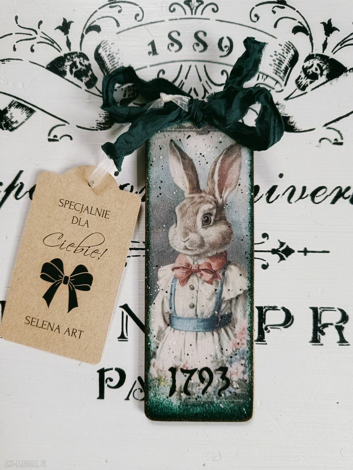Dekoracyjna zawieszka z zajączkiem w stylu shabby chic