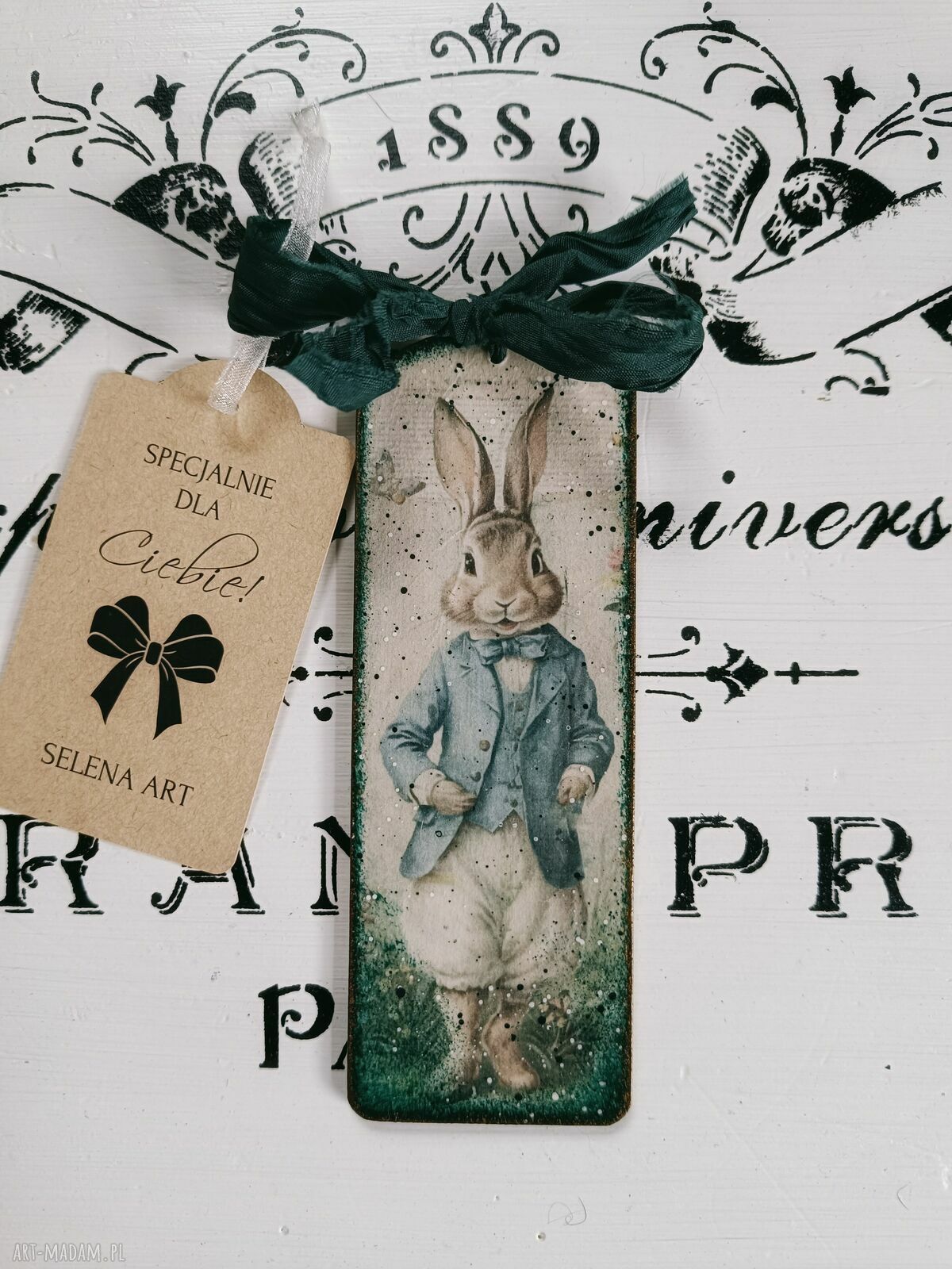 Dekoracyjna zawieszka z zajączkiem w stylu shabby chic