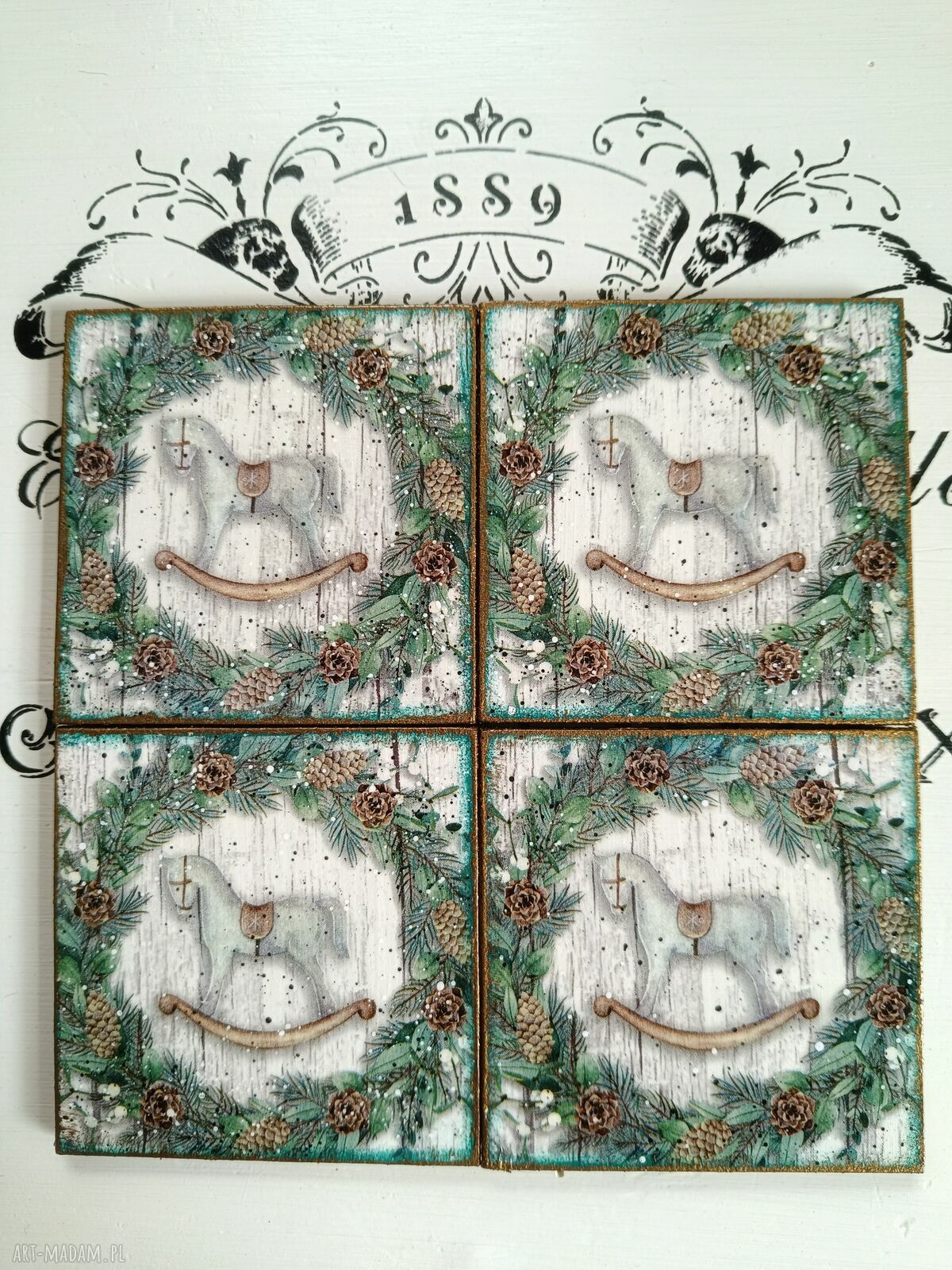 Dekoracyjne podkładki pod kubki decoupage Baśniowa Kraina