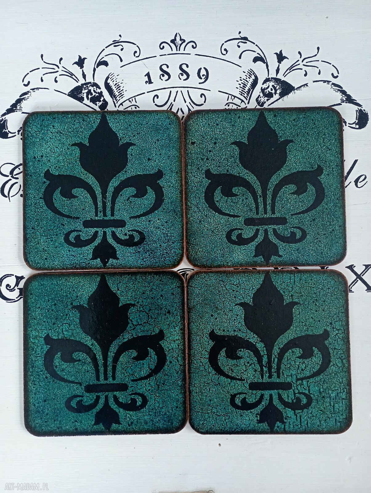 Dekoracyjne podkładki decoupage Lawenda - vintage prowansja (komplet 4 szt.)