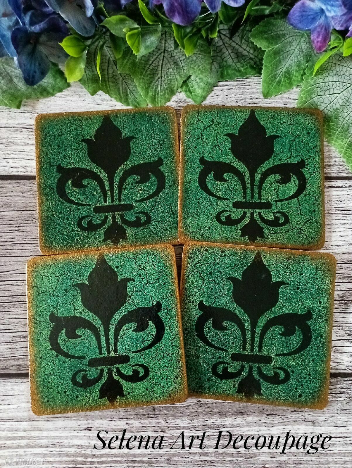 Dekoracyjne podkładki z kogutami w stylu shabby chic