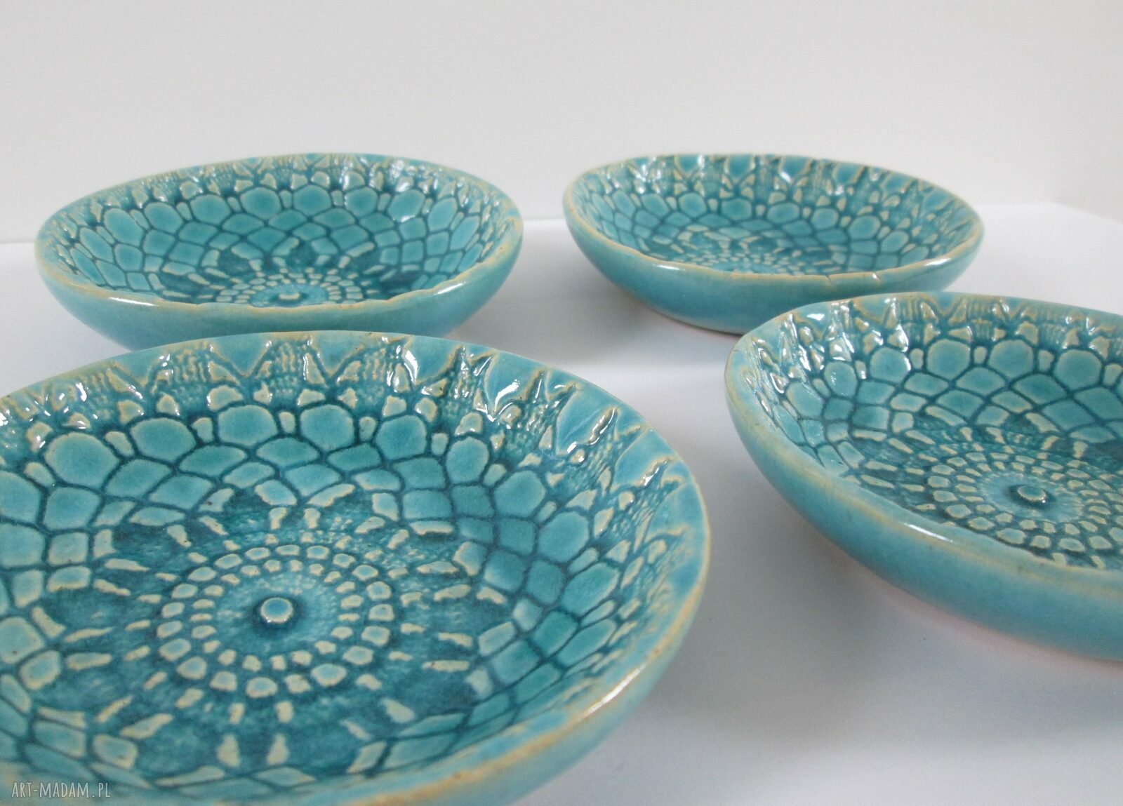 Turkusowe miseczki ceramiczne - komplet 4 sztuk