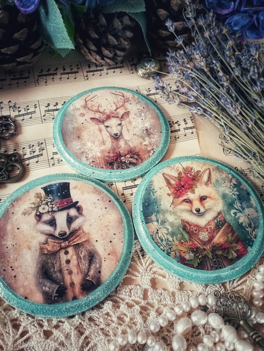 Dekoracyjne podkładki vintage Baśniowa Kraina - komplet 3 szt.