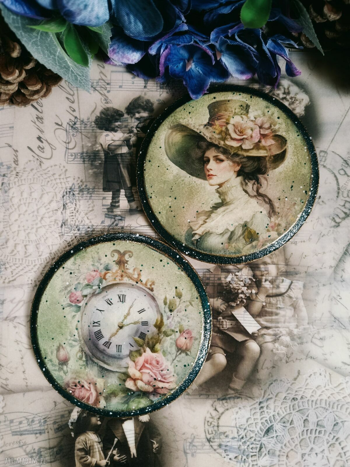Dekoracyjne podkładki pod kubki decoupage w stylu prowansalskim
