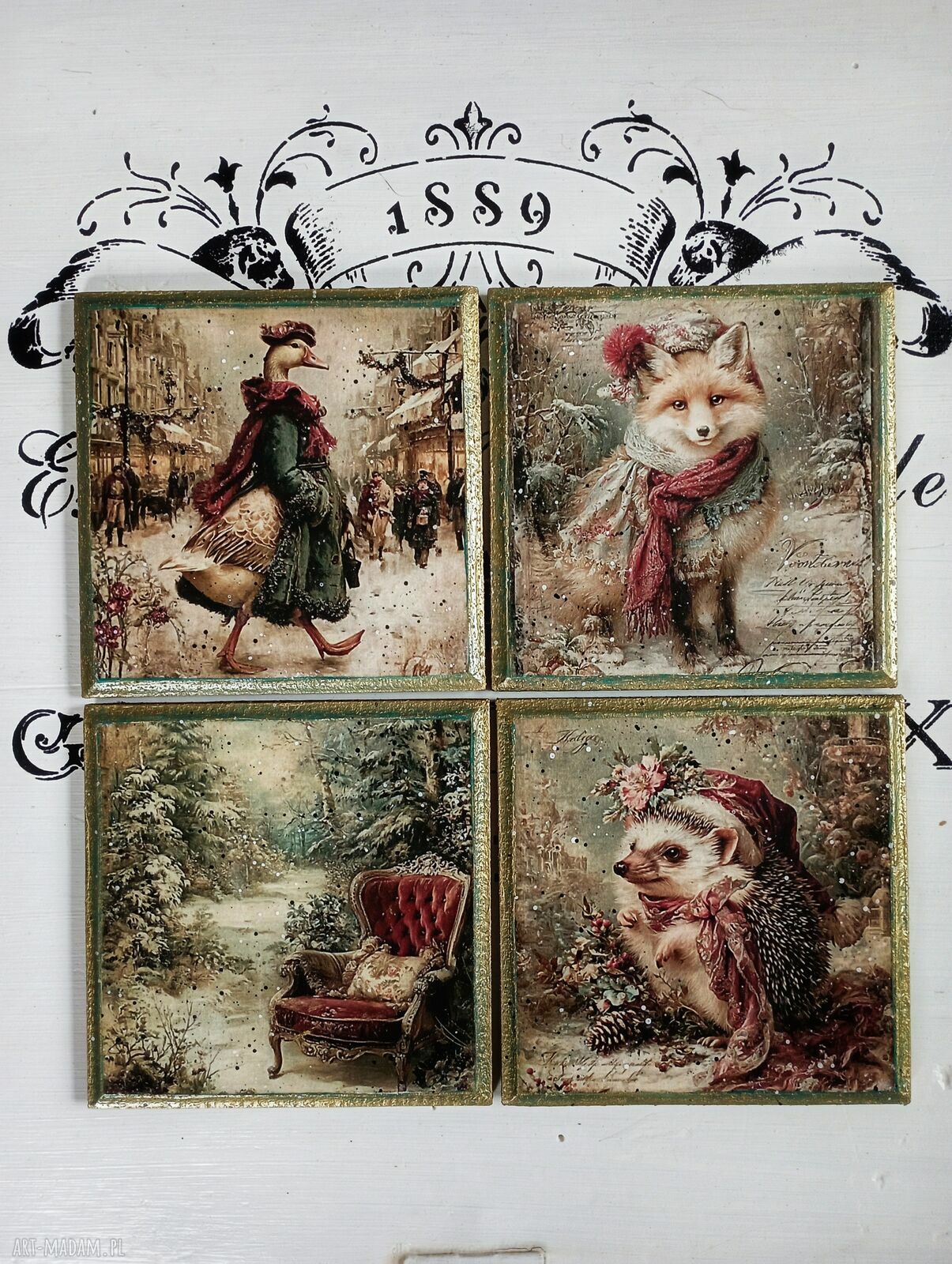 Dekoracyjne podkładki vintage Baśniowa Kraina - komplet 4 szt. shabby chic