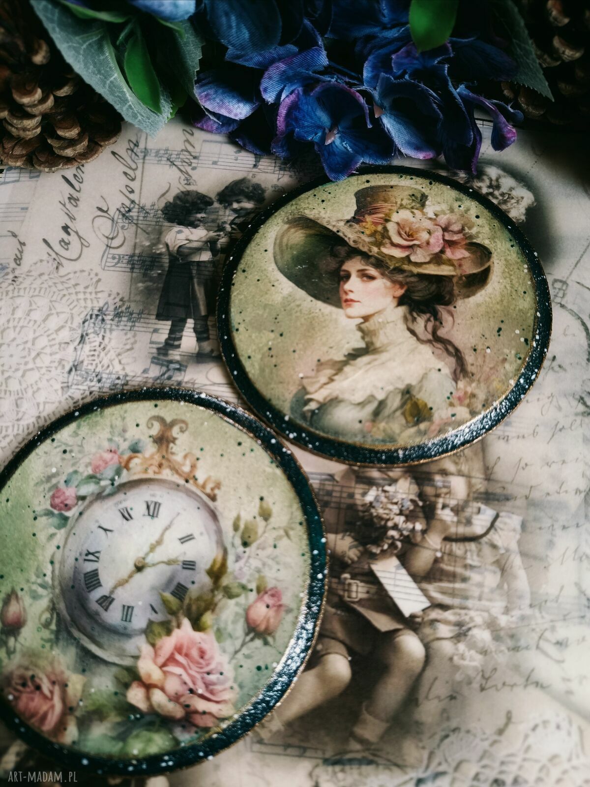Dekoracyjne podkładki pod kubki decoupage w stylu prowansalskim