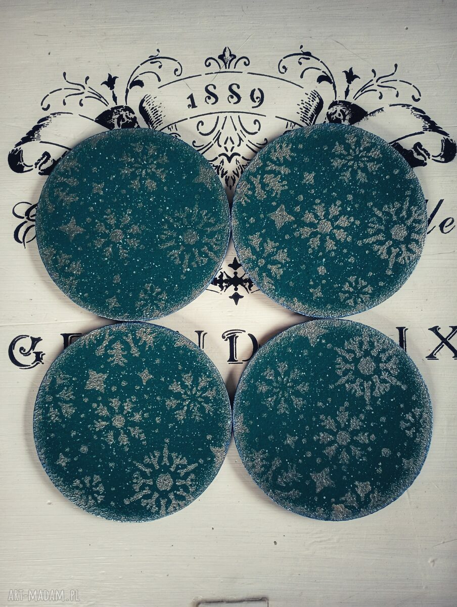 Dekoracyjne podkładki decoupage z ptakami - komplet 4 sztuk
