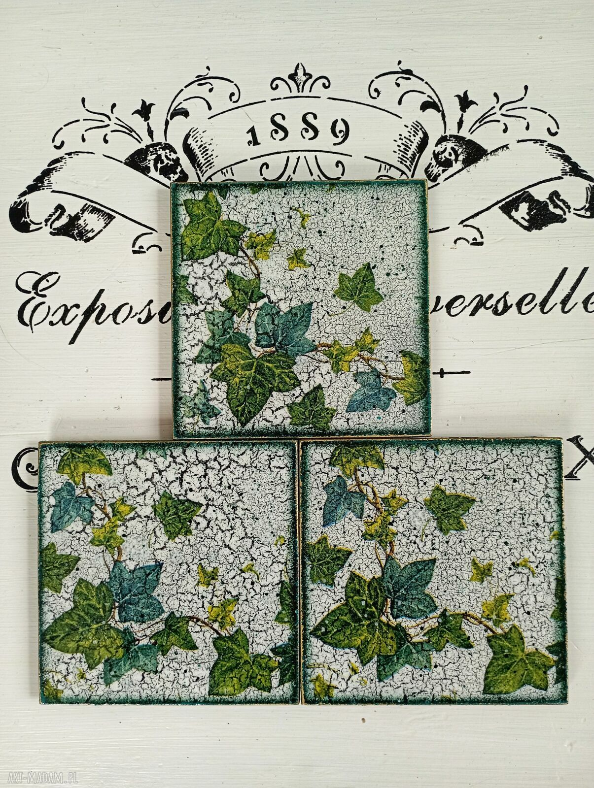 Dekoracyjne podkładki decoupage Magiczne Kotki - komplet 3 szt. 10x10 cm