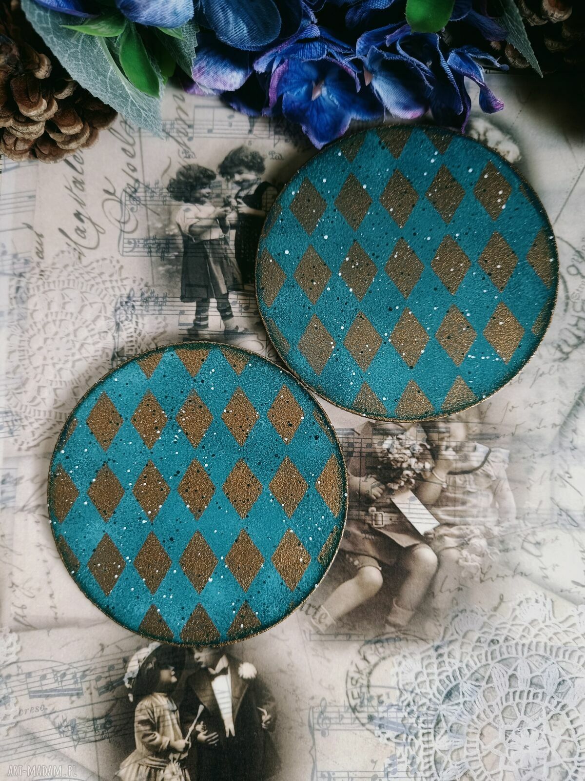 Dekoracyjne podkładki pod kubki decoupage w stylu prowansalskim