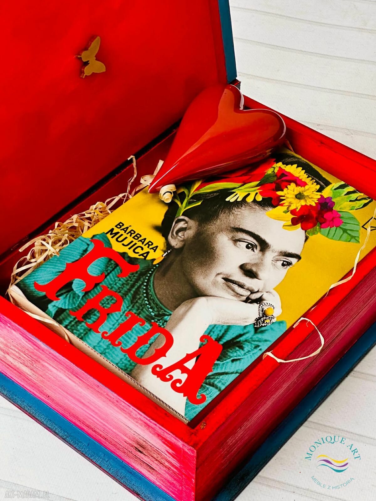 Dekoracyjny kuferek na biżuterię w kształcie książki - Frida Kahlo