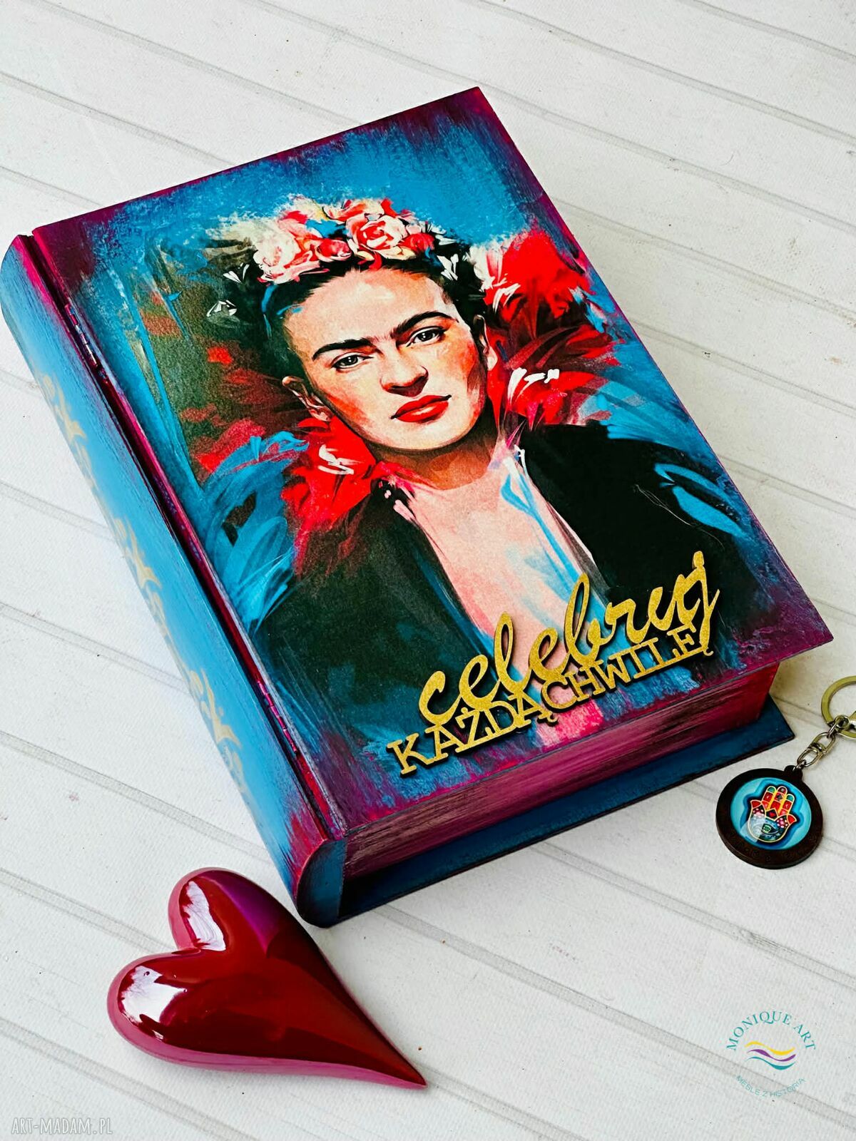 Dekoracyjny kuferek na biżuterię w kształcie książki - Frida Kahlo
