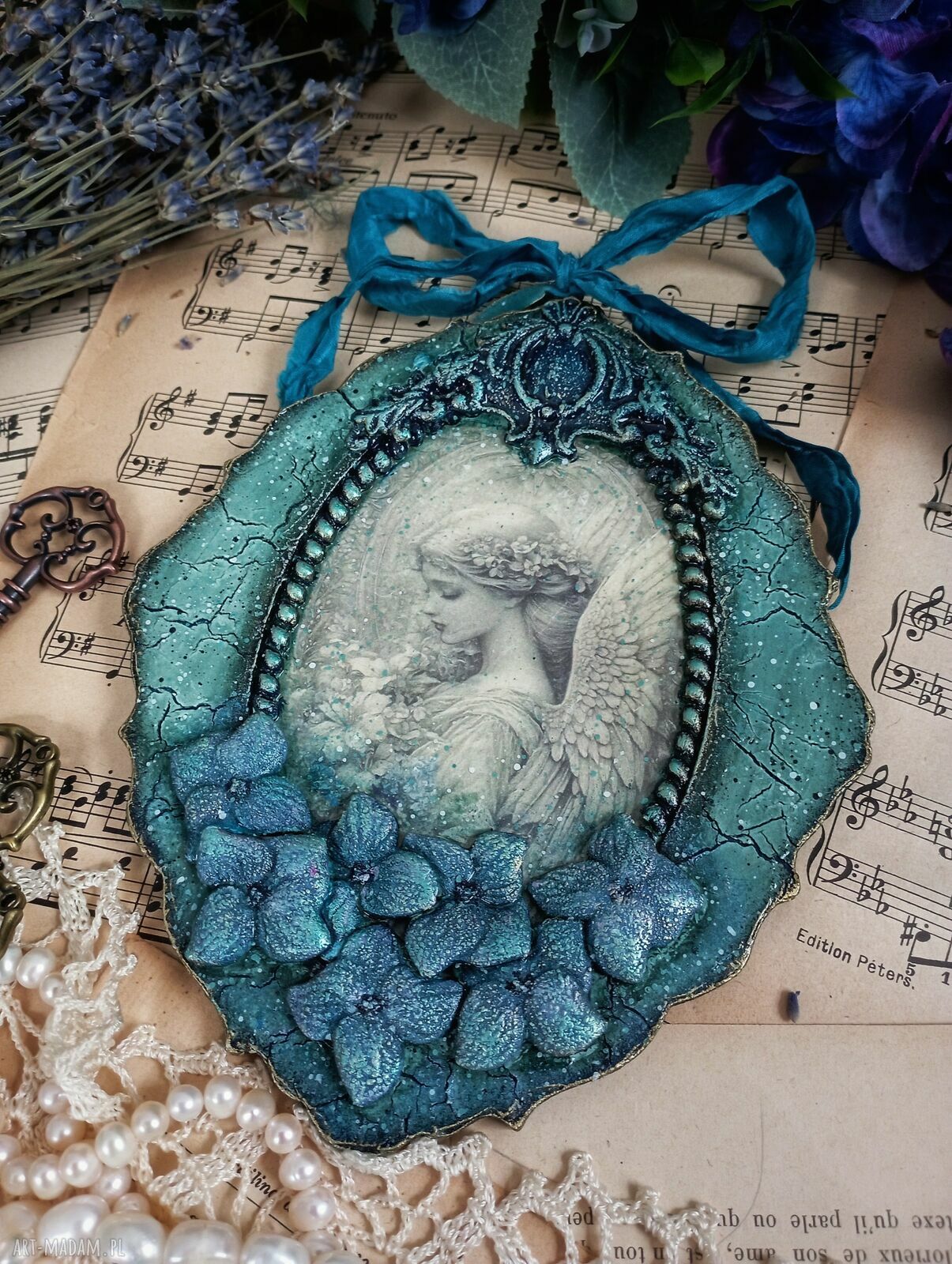 Dekoracyjny medalion z Aniołem - Selena Art, 14x17 cm