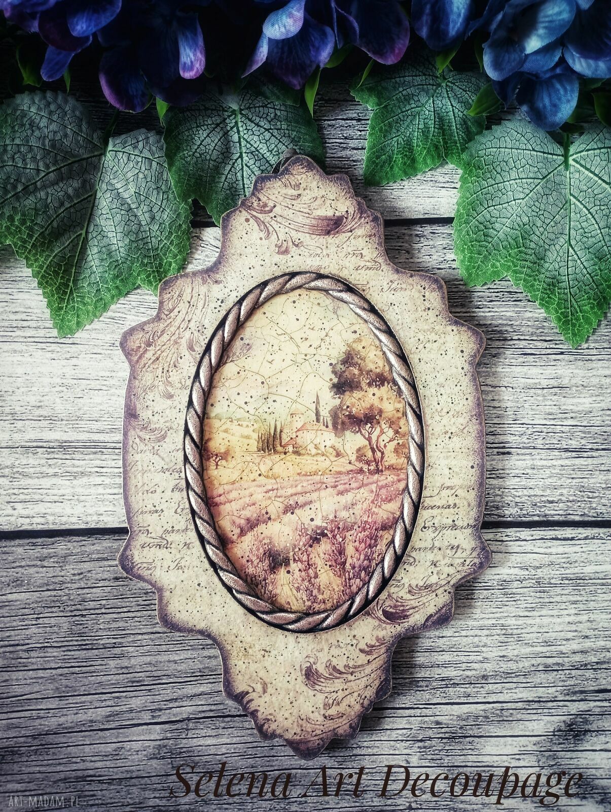 Dekoracyjny medalion prowansalski Lawenda - decoupage vintage 15x25 cm
