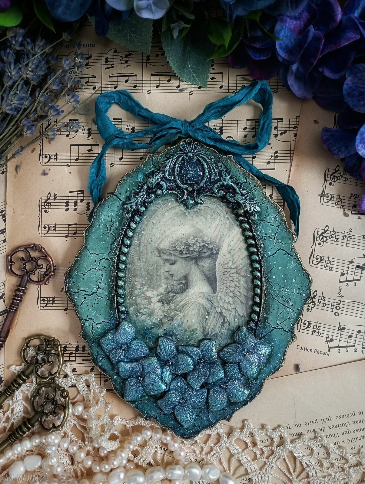 Dekoracyjny medalion z Aniołem - Selena Art, 14x17 cm