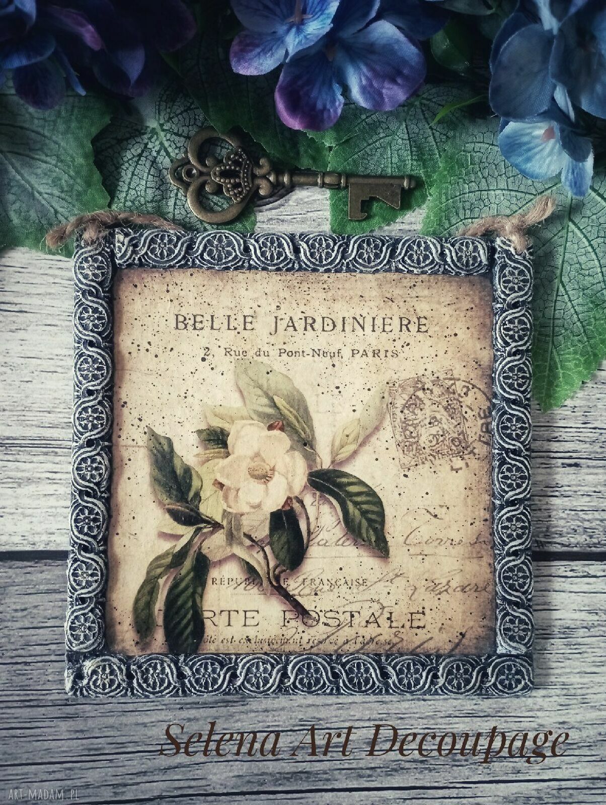 Dekoracyjny obrazek decoupage Belle Jardiniere 15x15 cm