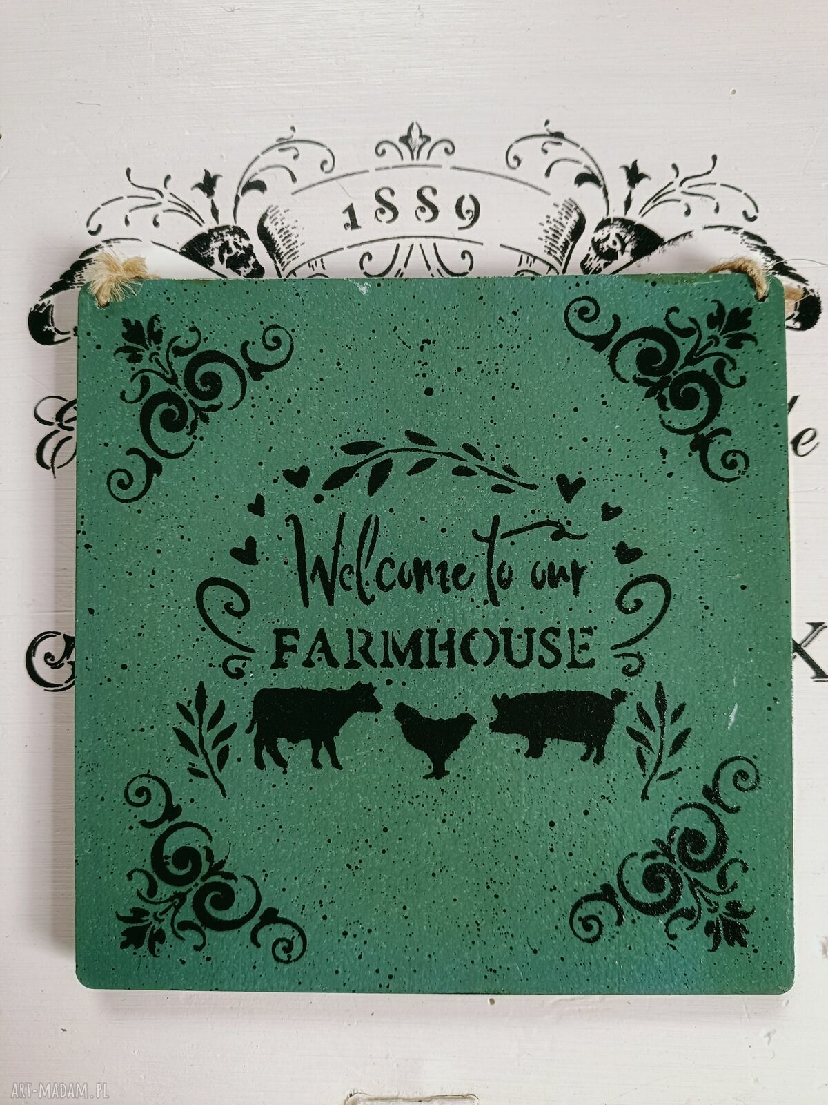 Dekoracyjny obrazek decoupage z kurami - styl farmhouse