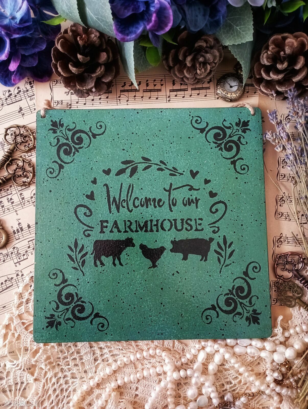 Dekoracyjny obrazek decoupage Lawenda 20x20 cm w stylu prowansalskim