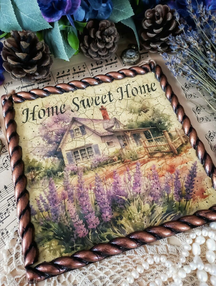 Dekoracyjny obrazek decoupage Lawenda 20x20 cm w stylu prowansalskim
