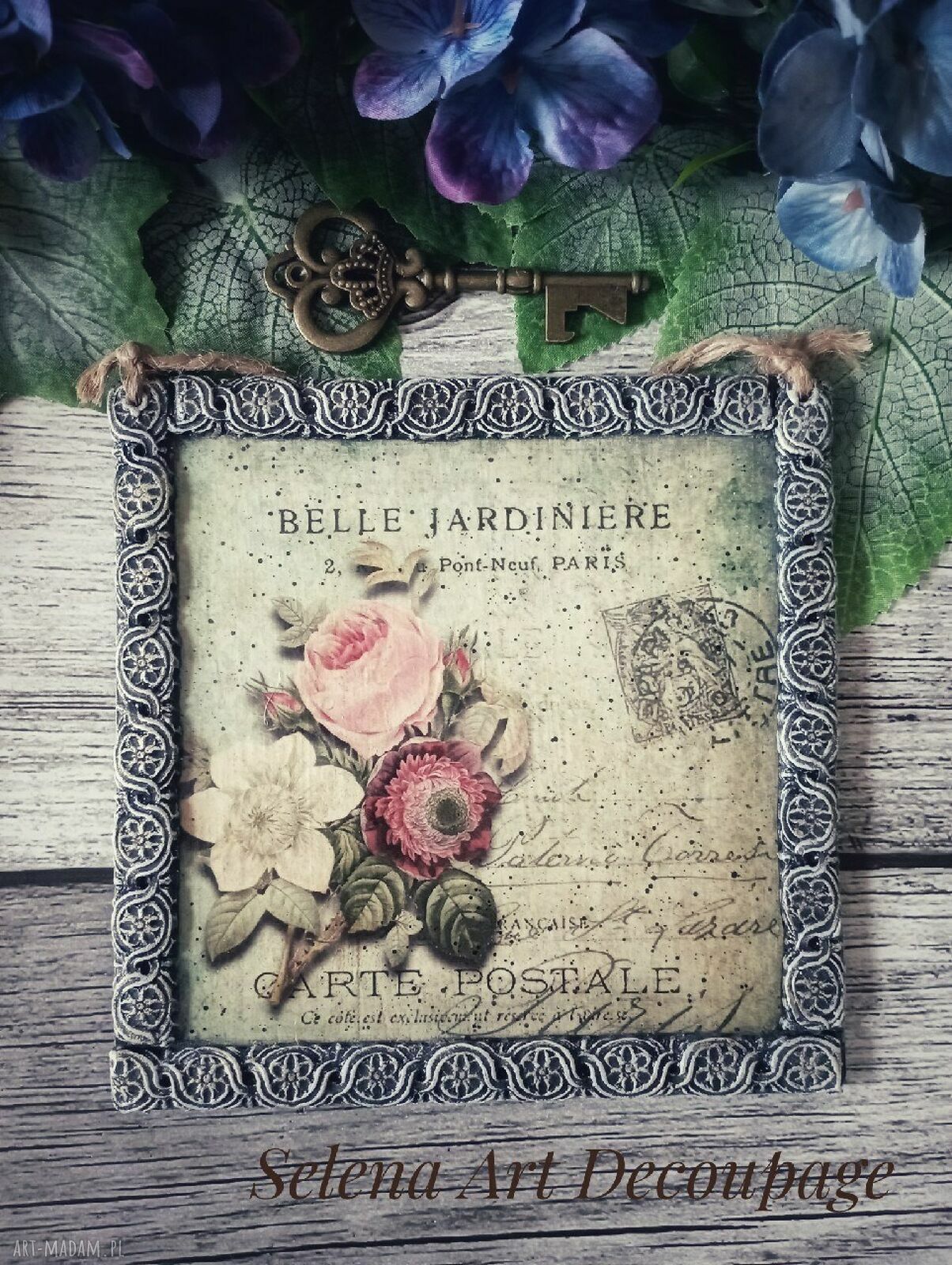 Dekoracyjny obrazek z kwiatami Belle Jardiniere - 15x15 cm
