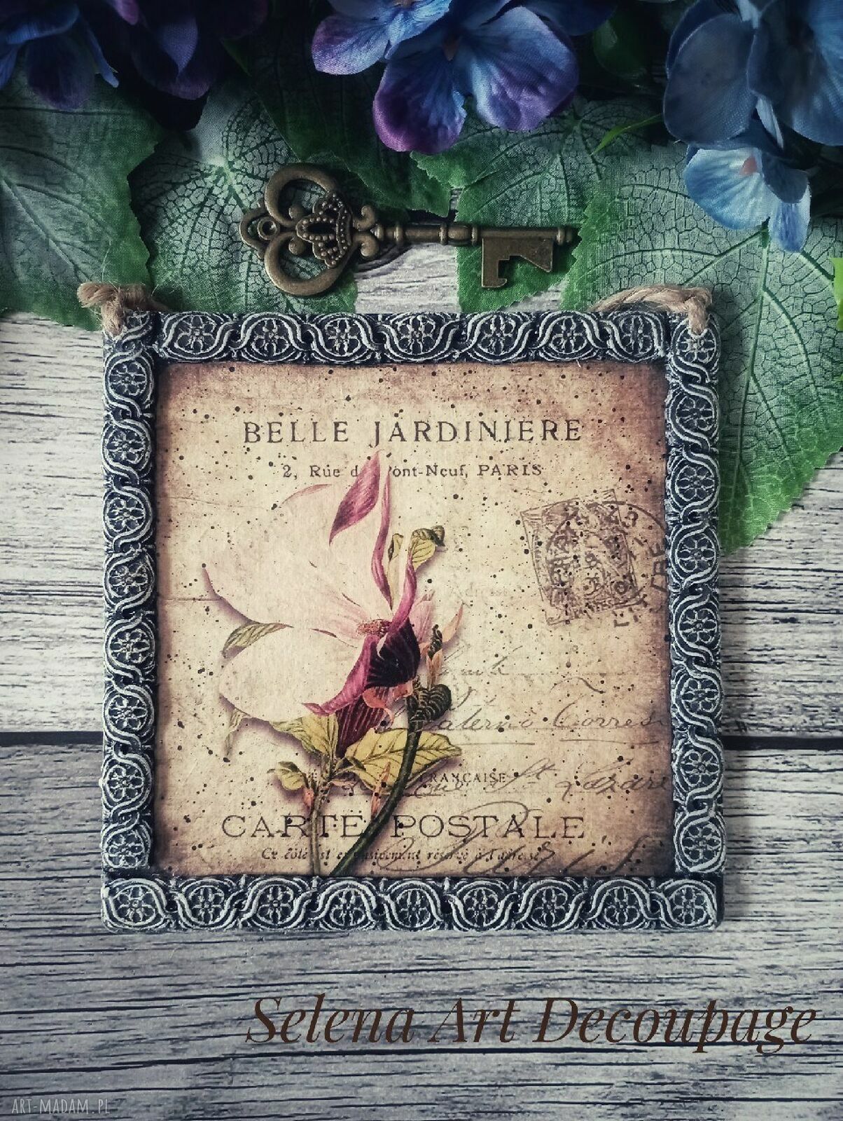 Dekoracyjny obrazek z kwiatami Belle Jardiniere 15x15 cm