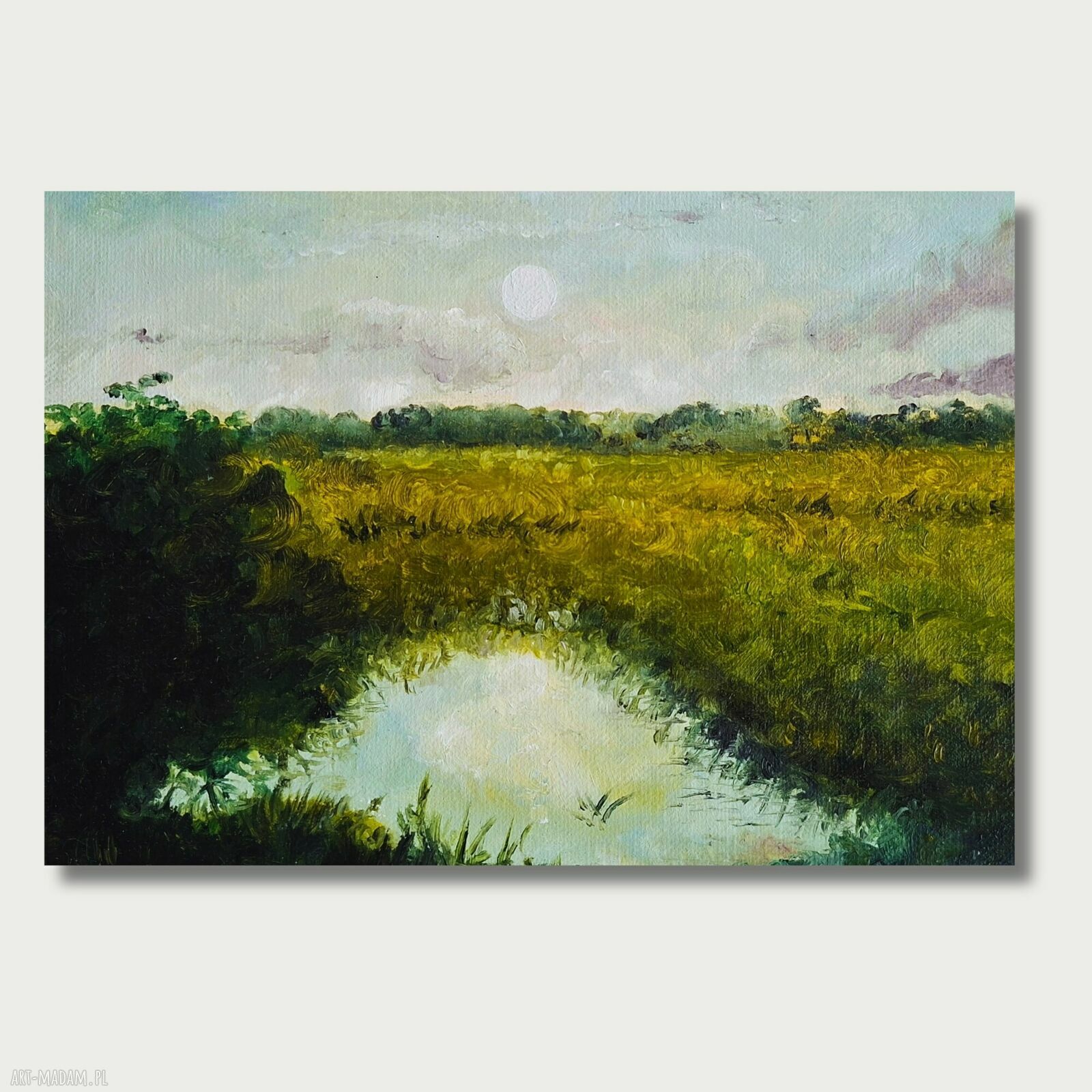 Dekoracyjny plakat z jeziorem 21 x 29,7 cm (A4) - pejzaż ręcznie robiony